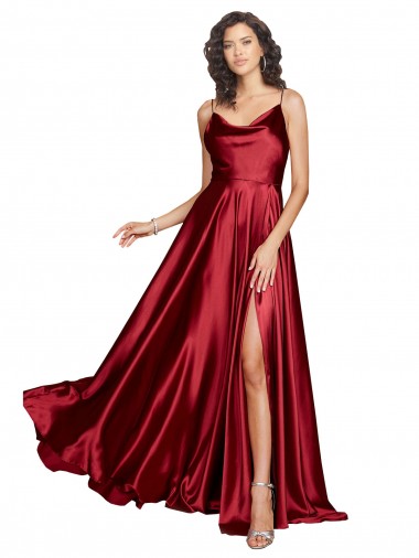 Silk like Satin Low Back Long Spaghetti Straps A-Line Black Tie Evening Dress / Prom Dress / Bridesmaid Dress Plymouth
