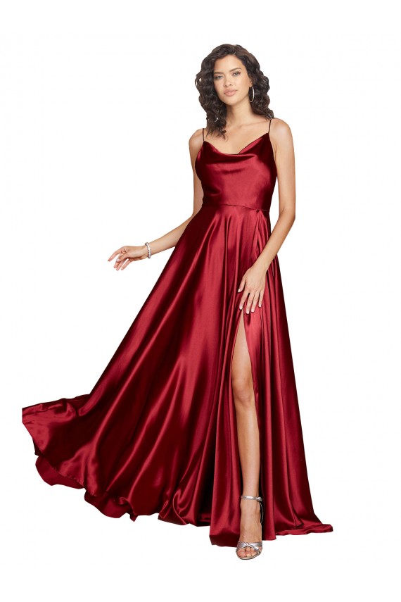 Silk like Satin Low Back Long Spaghetti Straps A-Line Black Tie Evening Dress / Prom Dress / Bridesmaid Dress Plymouth