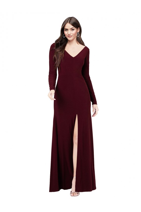 Spandex V-Back Long V-Neck Sheath Prom Dress / Bridesmaid Dress Plymouth