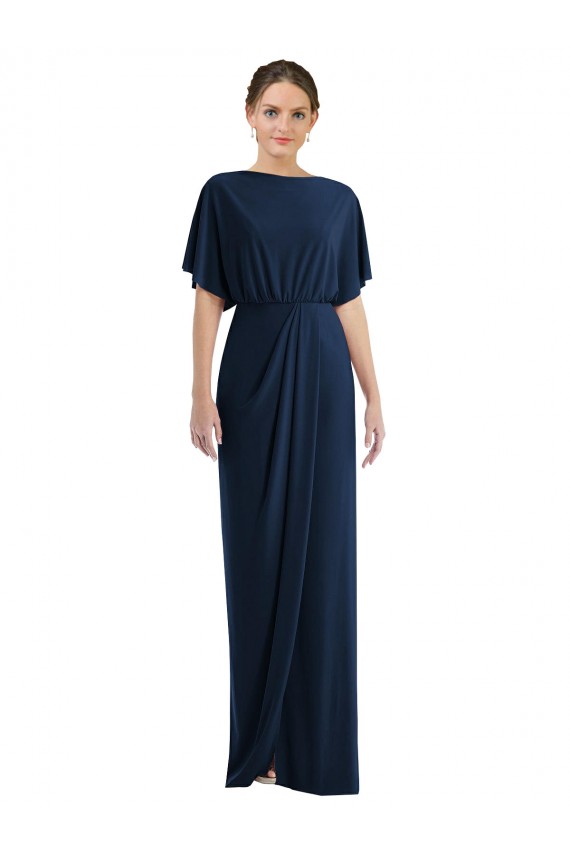 Spandex Open Back Long Bateau Neck Sheath Semi Formal Evening Dress / Prom Dress / Bridesmaid Dress Plymouth
