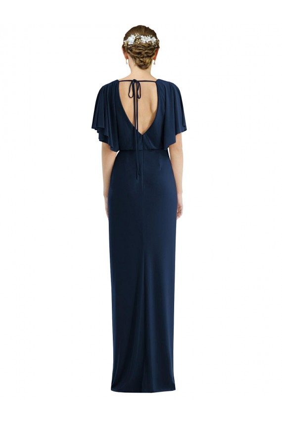 Spandex Open Back Long Bateau Neck Sheath Semi Formal Evening Dress / Prom Dress / Bridesmaid Dress Plymouth