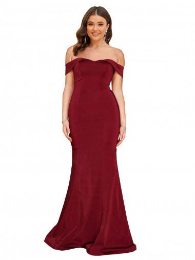 Spandex Long Off the Shoulder Mermaid Formal Plus Size Evening Gown / Prom Dress / Bridesmaid Dress Plymouth
