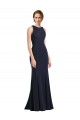 Stretch Crepe Keyhole Back Long Scoop Neck Sheath Black Tie Prom Dress / Bridesmaid Dress Plymouth