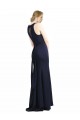 Stretch Crepe Keyhole Back Long Scoop Neck Sheath Black Tie Prom Dress / Bridesmaid Dress Plymouth