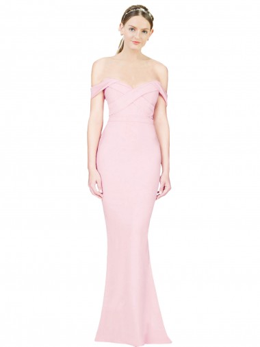 Stretch Crepe Low Back Long Strapless Pink A-Line Formal Evening Gown / Prom Dress / Bridesmaid Dress Plymouth