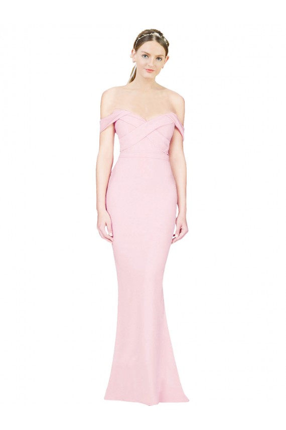 Stretch Crepe Low Back Long Strapless Pink A-Line Formal Evening Gown / Prom Dress / Bridesmaid Dress Plymouth