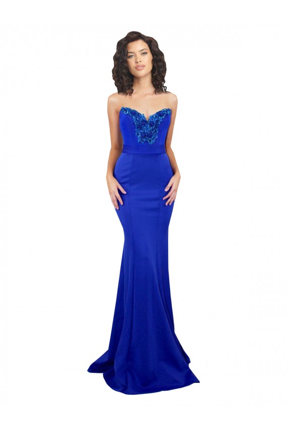 Stretch Crepe Low Back Long Sweetheart Royal Blue Mermaid Formal Evening Gown / Prom Dress / Bridesmaid Dress Plymouth