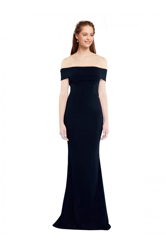 Stretch Crepe Keyhole Back Long Off the Shoulder Mermaid Formal Dress / Bridesmaid Dress Plymouth
