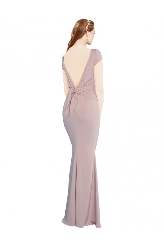 Stretch Crepe Tie Back Long Boat Neck Mermaid Formal Evening Gown / Prom Dress / Bridesmaid Dress Plymouth