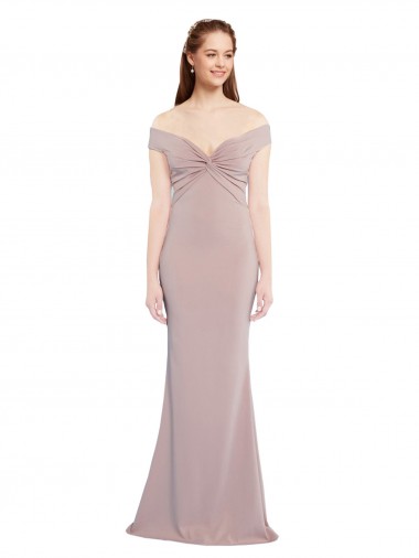 Stretch Crepe Keyhole Back Long Off the Shoulder Mermaid Formal Evening Gown / Prom Dress / Bridesmaid Dress Plymouth