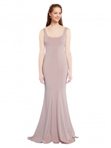 Stretch Crepe Long Scoop Neck Mermaid Formal Evening Gown / Prom Dress / Bridesmaid Dress Plymouth
