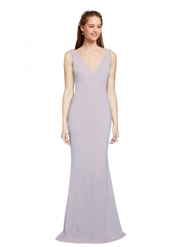 Stretch Crepe Keyhole Back Long V-Neck Mermaid Formal Evening Gown / Prom Dress / Bridesmaid Dress Plymouth