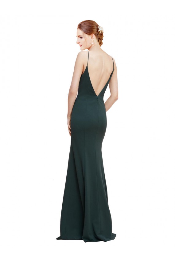 Stretch Crepe V-Back Long V-Neck Pink A-Line Formal Dress / Bridesmaid Dress Plymouth