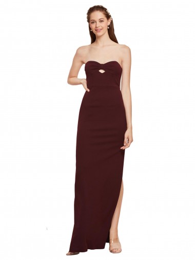 Stretch Crepe Long Strapless Sheath Formal Evening Gown / Prom Dress / Bridesmaid Dress Plymouth