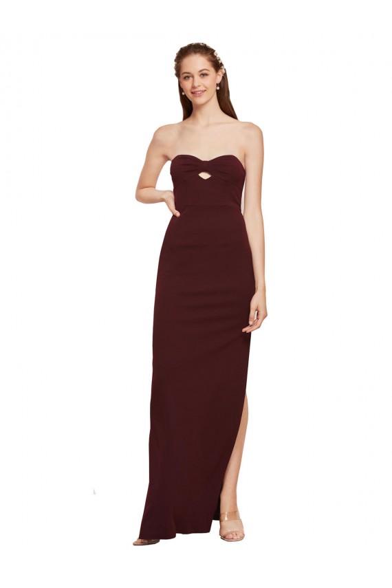 Stretch Crepe Long Strapless Sheath Formal Evening Gown / Prom Dress / Bridesmaid Dress Plymouth