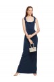 Stretch Crepe Low Back Long Scoop Neck Dark Navy Sheath Formal Evening Gown / Prom Dress / Bridesmaid Dress Plymouth