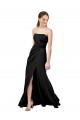 Stretch Crepe Low Back Long Strapless Black Sheath Formal Dress / Bridesmaid Dress Plymouth