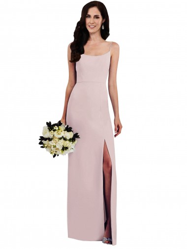 Stretch Crepe V-Back Long Spaghetti Straps Trumpet Formal Evening Gown / Prom Dress / Bridesmaid Dress Plymouth