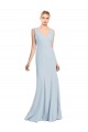Stretch Crepe Low Back Long V-Neck Trumpet Bridesmaid Dress / Formal Dress Plymouth