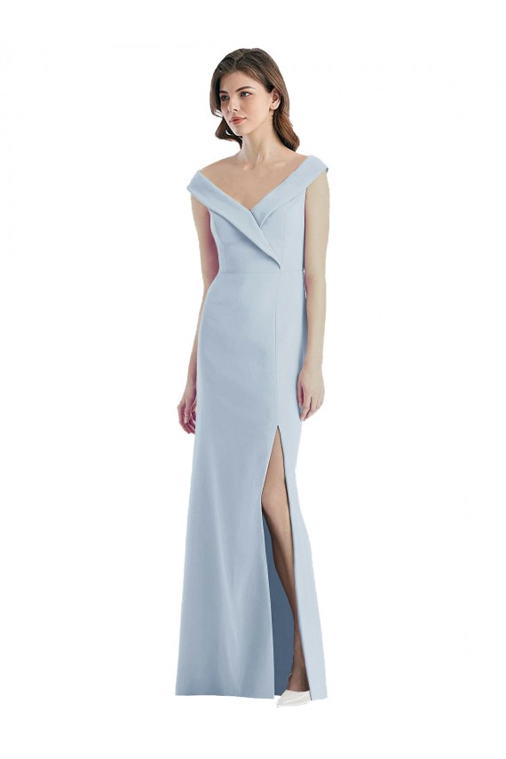Stretch Crepe Long Off the Shoulder A-Line Black Tie Evening Gown / Bridesmaid Dress Plymouth