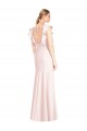 Stretch Crepe Open Back Long Bateau Neck Pink Trumpet Formal Dress / Bridesmaid Dress Plymouth
