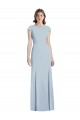 Stretch Crepe Open Back Long Bateau Neck Light Sky Blue Trumpet Formal Dress / Bridesmaid Dress Plymouth