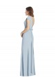 Stretch Crepe Open Back Long Bateau Neck Light Sky Blue Trumpet Formal Dress / Bridesmaid Dress Plymouth