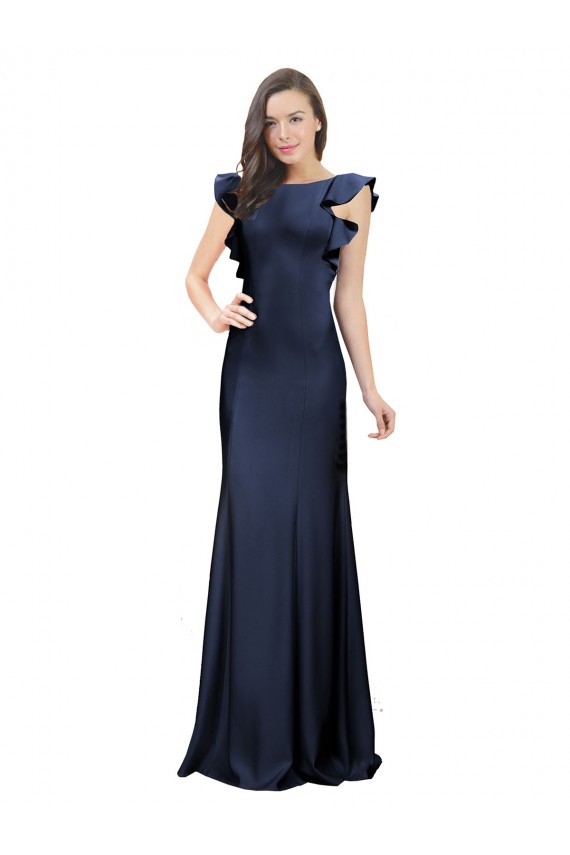 Stretch Crepe Keyhole Back Long Bateau Neck Mermaid Prom Dress / Bridesmaid Dress Plymouth