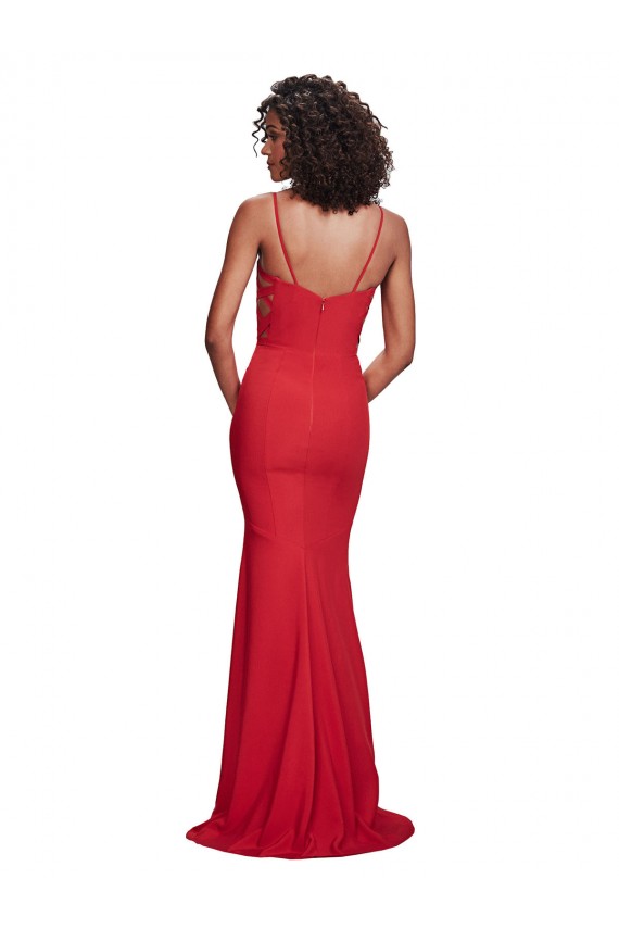 Stretch Crepe Long Spaghetti Straps Mermaid Bridesmaid Dress / Evening Dress Plymouth