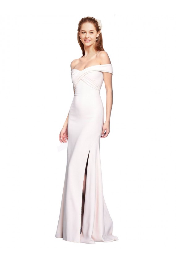 Stretch Crepe Long Off the Shoulder White Mermaid Formal Dress / Bridesmaid Dress Plymouth