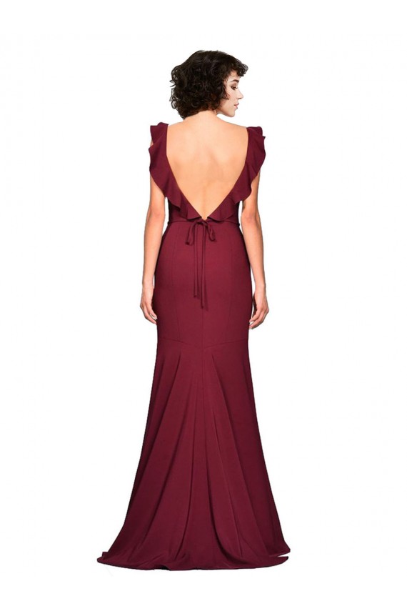 Stretch Crepe Long Strapless Burgundy Mermaid Prom Dress / Bridesmaid Dress Plymouth
