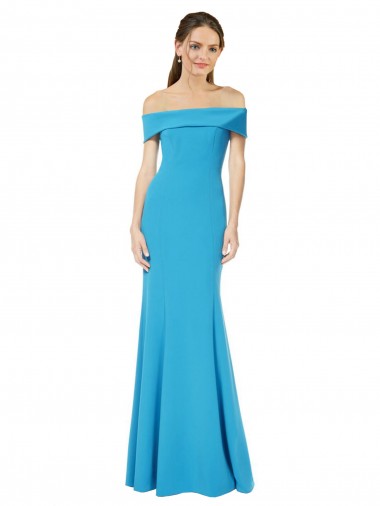 Stretch Crepe Long Off the Shoulder Sheath Formal Dress / Bridesmaid Dress Plymouth