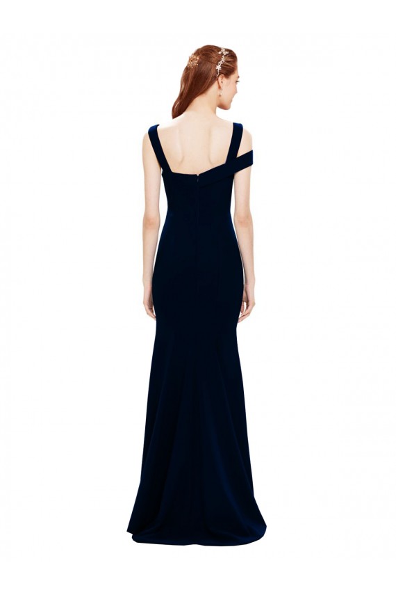 Stretch Crepe Long Off the Shoulder Dark Navy Mermaid Formal Evening Gown / Prom Dress / Bridesmaid Dress Plymouth