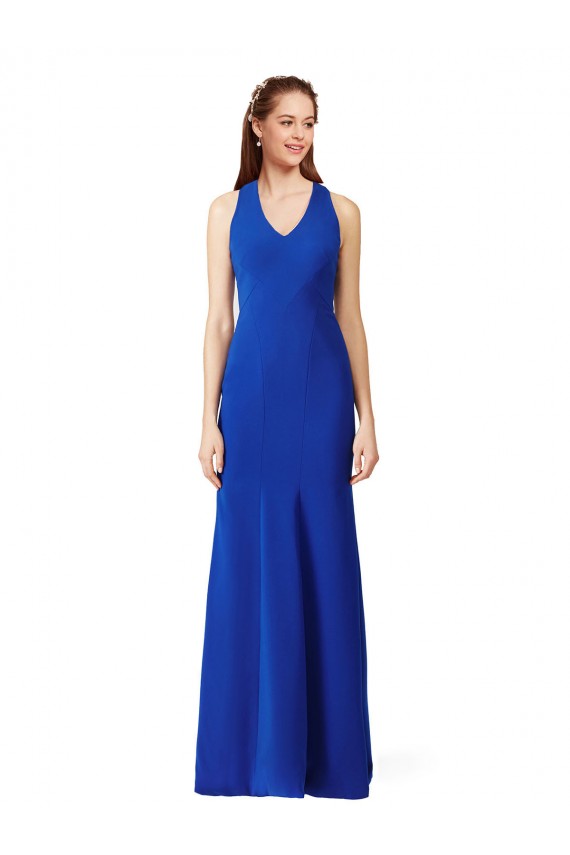 Stretch Crepe Long V-Neck Royal Blue Mermaid Formal Evening Gown / Prom Dress / Bridesmaid Dress Plymouth