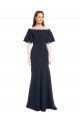 Stretch Crepe Long Off the Shoulder Dark Navy Mermaid Bridesmaid Dress / Formal Dress Plymouth