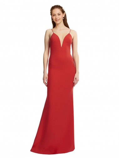 Stretch Crepe Open Back Long Spaghetti Straps Mermaid Formal Evening Gown / Prom Dress / Bridesmaid Dress Plymouth