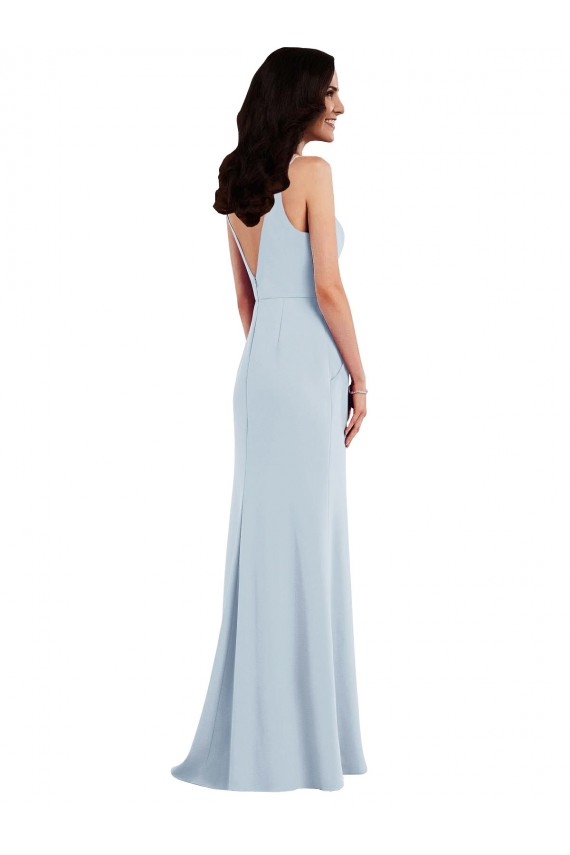 Stretch Crepe V-Back Long Spaghetti Straps Trumpet Formal Dress / Bridesmaid Dress Plymouth
