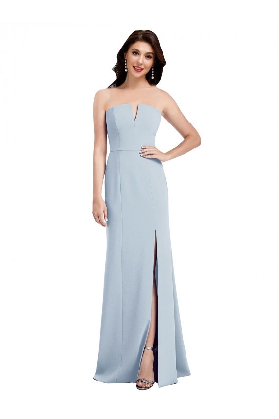 Stretch Crepe Low Back Long V-Neck Trumpet Bridesmaid Dress / Evening Dress Plymouth
