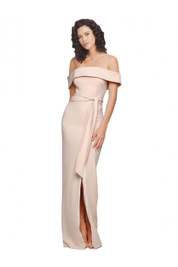 Stretch Crepe Low Back Long Off the Shoulder Nude Mermaid Formal Evening Gown / Prom Dress / Bridesmaid Dress Plymouth