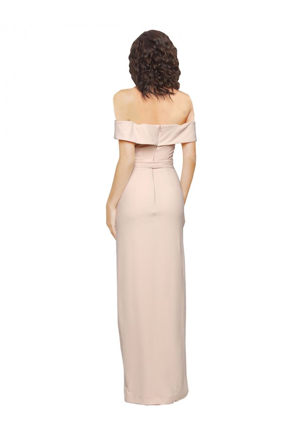 Stretch Crepe Low Back Long Off the Shoulder Nude Mermaid Formal Evening Gown / Prom Dress / Bridesmaid Dress Plymouth