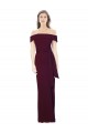 Stretch Crepe Low Back Long Off the Shoulder Burgundy Gold Mermaid Formal Evening Gown / Prom Dress / Bridesmaid Dress Plymouth