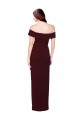 Stretch Crepe Low Back Long Off the Shoulder Burgundy Gold Mermaid Formal Evening Gown / Prom Dress / Bridesmaid Dress Plymouth