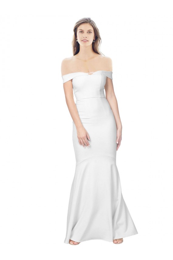 Stretch Crepe Low Back Long Off the Shoulder Mermaid Formal Dress / Bridesmaid Dress Plymouth