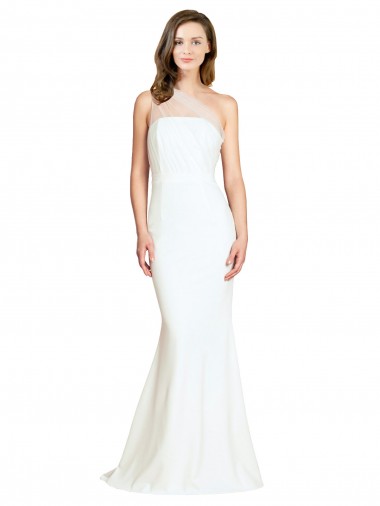 Stretch Crepe & Tulle Sweep Train One Shoulder Mermaid Formal Evening Gown / Bridesmaid Dress Plymouth