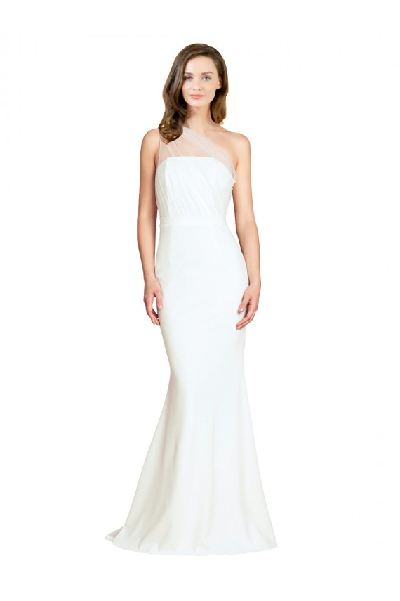 Stretch Crepe & Tulle Sweep Train One Shoulder Mermaid Formal Evening Gown / Bridesmaid Dress Plymouth
