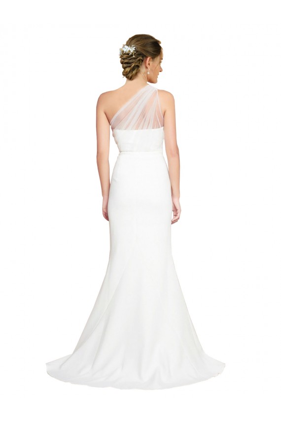 Stretch Crepe & Tulle Sweep Train One Shoulder Mermaid Formal Evening Gown / Bridesmaid Dress Plymouth