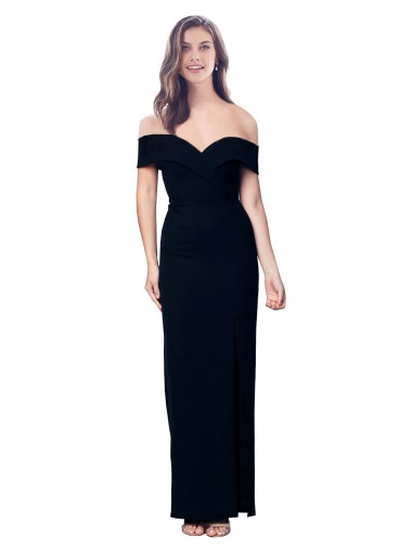 Stretch Crepe Long Off the Shoulder Black Mermaid Formal Dress / Bridesmaid Dress Plymouth