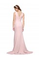 Stretch Crepe V-Back Sweep Train V-Neck A-Line Black Tie Evening Dress / Prom Dress / Bridesmaid Dress Plymouth