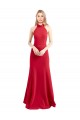 Stretch Crepe Open Back Long Halter Neck Red A-Line Formal Evening Gown / Prom Dress / Bridesmaid Dress Plymouth