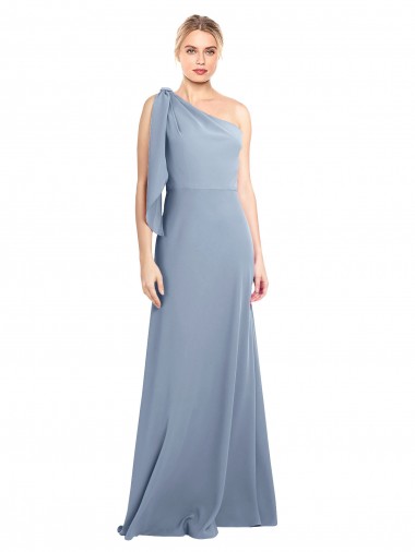 Stretch Crepe Long One Shoulder Sheath Formal Dress / Bridesmaid Dress Plymouth